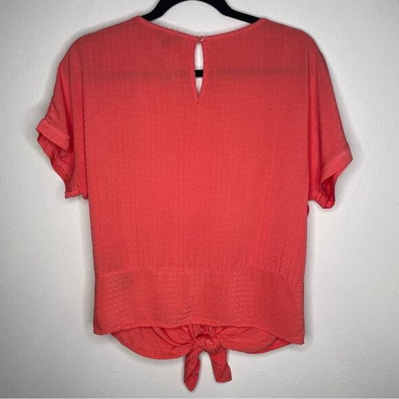 Buffalo David Bitton Coral Tie-Front Relaxed Tee Viscose Size M - Picture 2 of 11